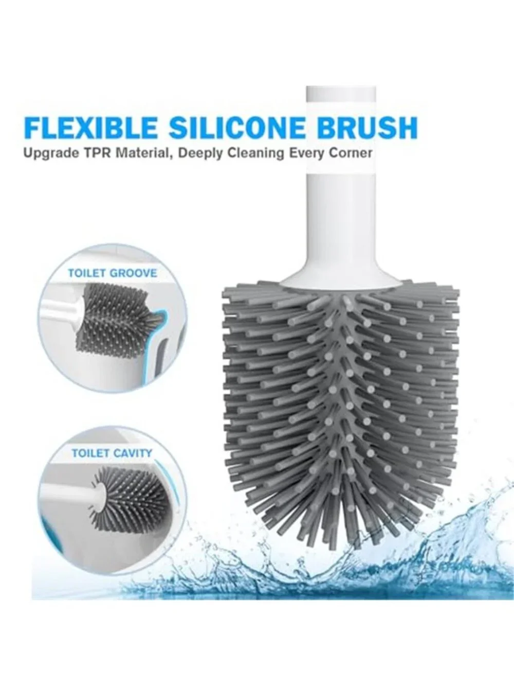 Toilet Brush Plunger Set Silicone Brush Bathroom Cleaner Holder